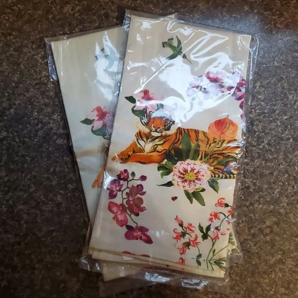 Anthropologie Tropical Tiger Print Dish Towel